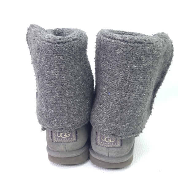 UGG Australia 3066 Lattice Cardy Knit Tall Fold Over Gray Boots Womens Size 8 - Picture 4 of 10